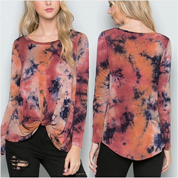 Stunning Tie Dye Hi Low Tunic Top ML - Picture 3 of 5